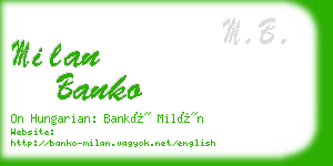 milan banko business card