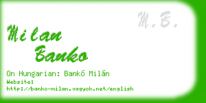 milan banko business card